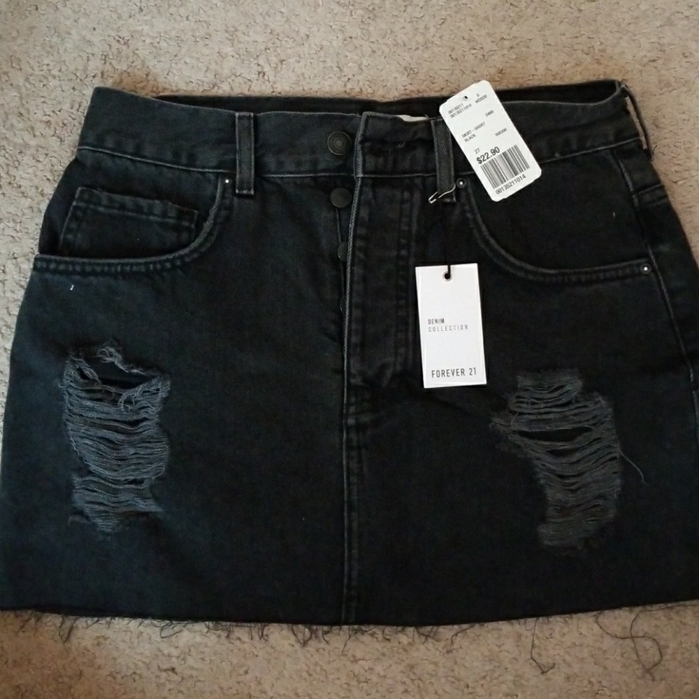 NWT Black jean mini skirt